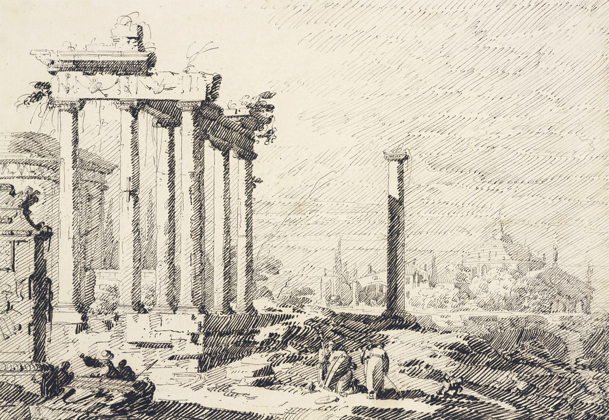 Canaletto, Fantaisie avec le Temple de Saturne